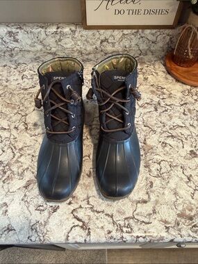Sperry Black Waterproof Duck Boots for Women